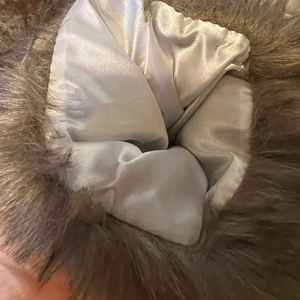 Wine Gift Bag, faux fur, brown, 2-way to use